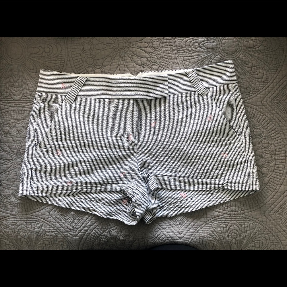 J. Crew Seersucker Shorts with Pink Anchors